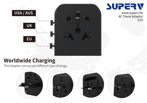 【門市發售】SuperV 20W 旅行轉插充電器 （G53）