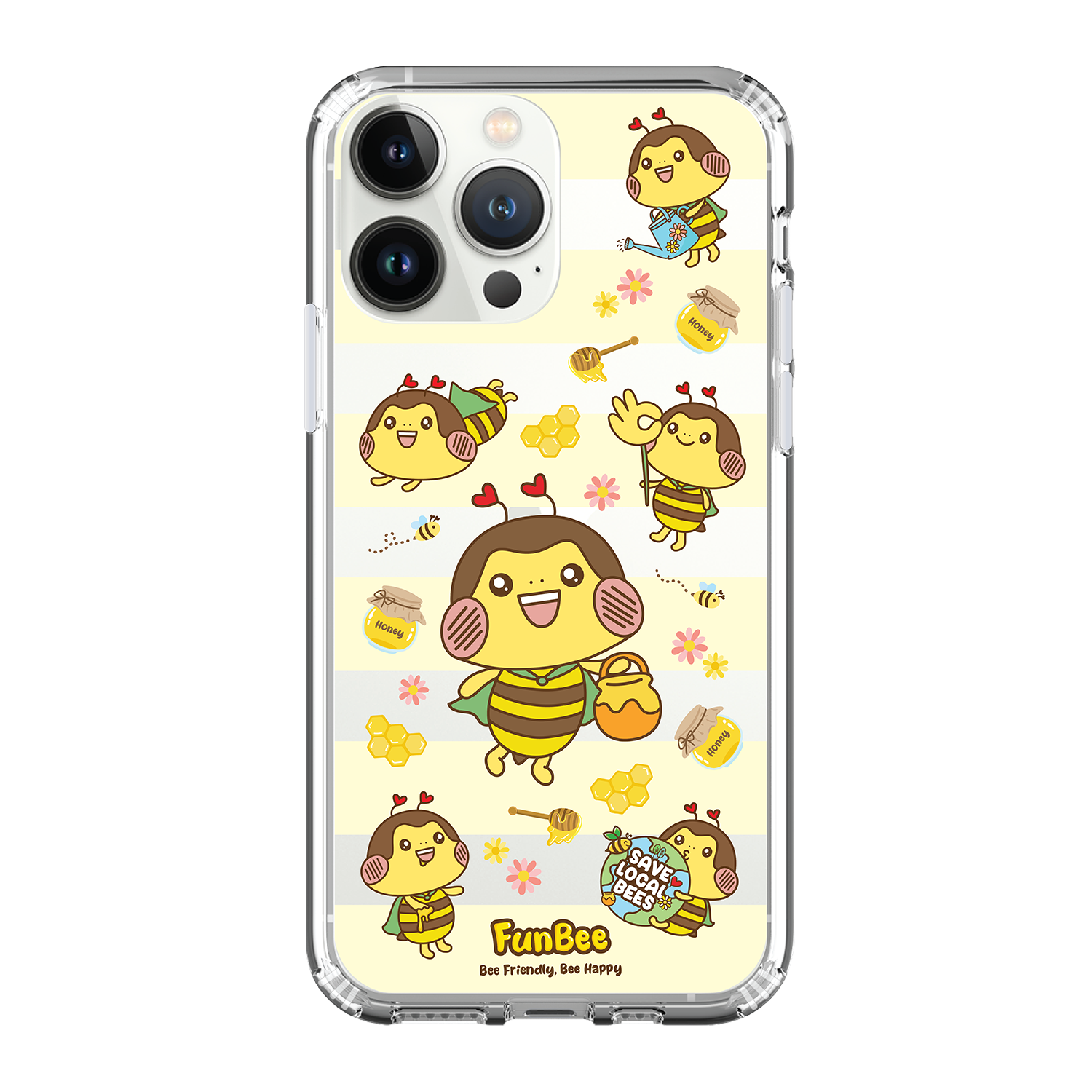 FunBee 蜂Bee Clear Case / iPhone Case / Android Case / Samsung Case 正版授權 全包邊氣囊防撞手機殼  (FB82)