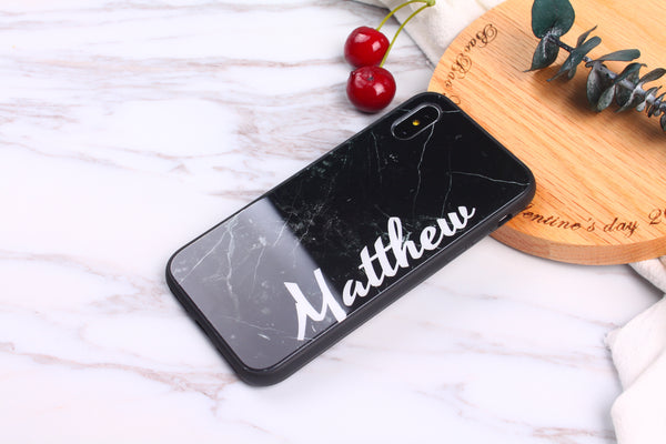 Glossy Graphic Glass Case - White Marble (CMC911)