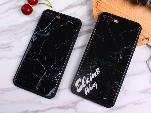 Glossy Graphic Glass Case - White Marble (CMC911)